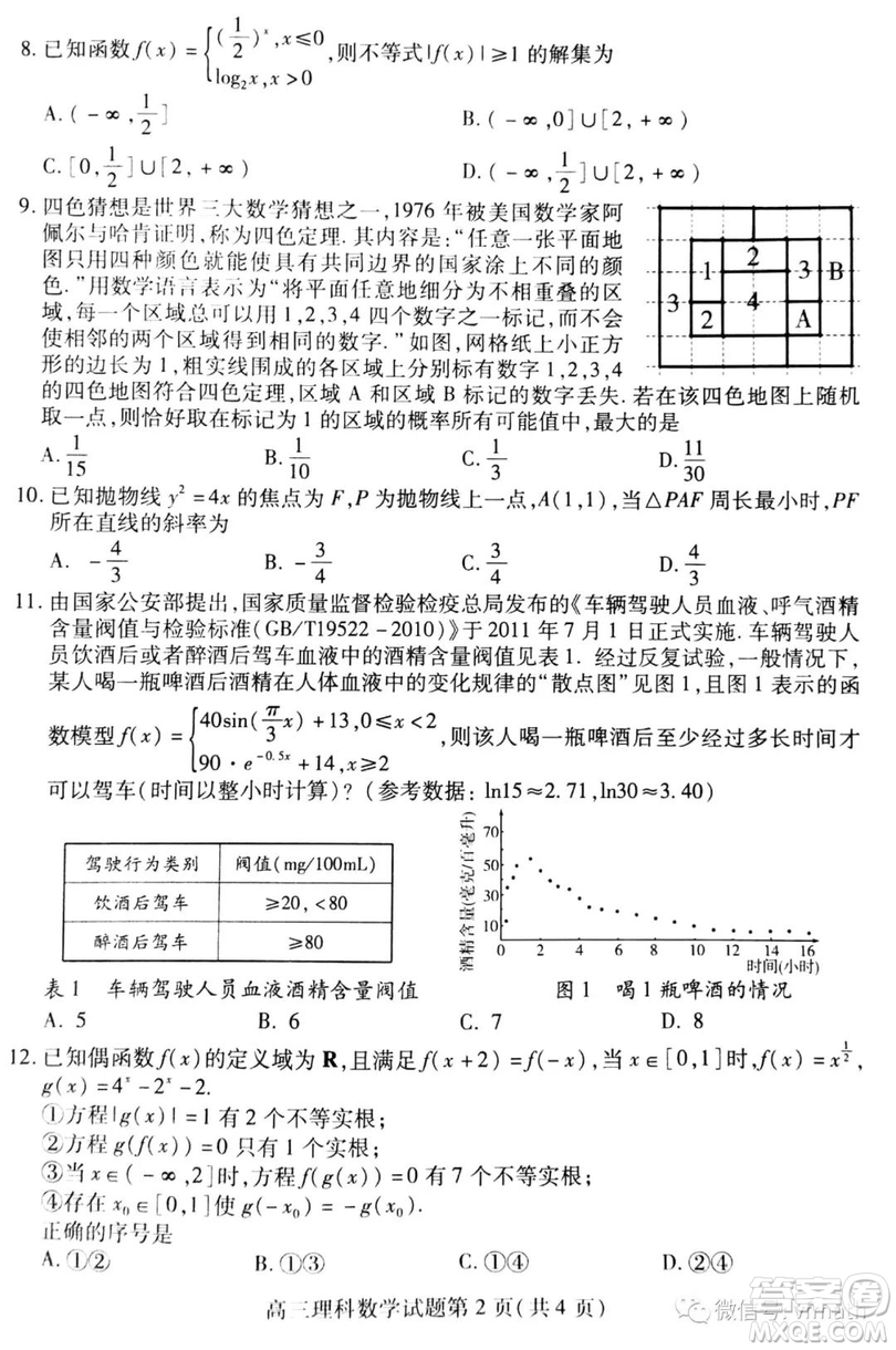 2019年濰坊高三上學期期末考試理數試題及答案