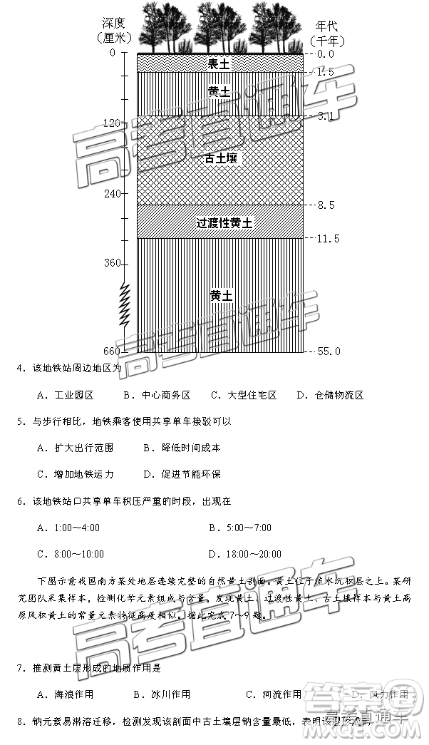 2019屆高三惠州三調(diào)文綜試題及參考答案