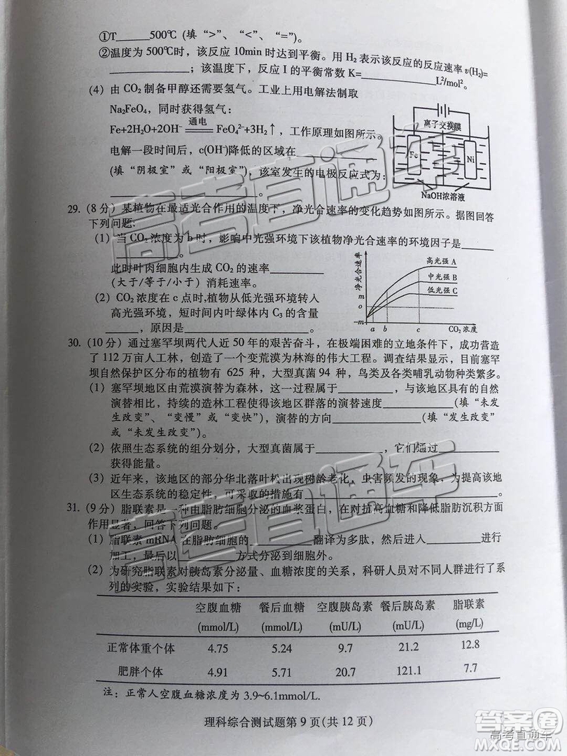 韶關(guān)市2019屆高三調(diào)研考試?yán)砭C試卷及答案