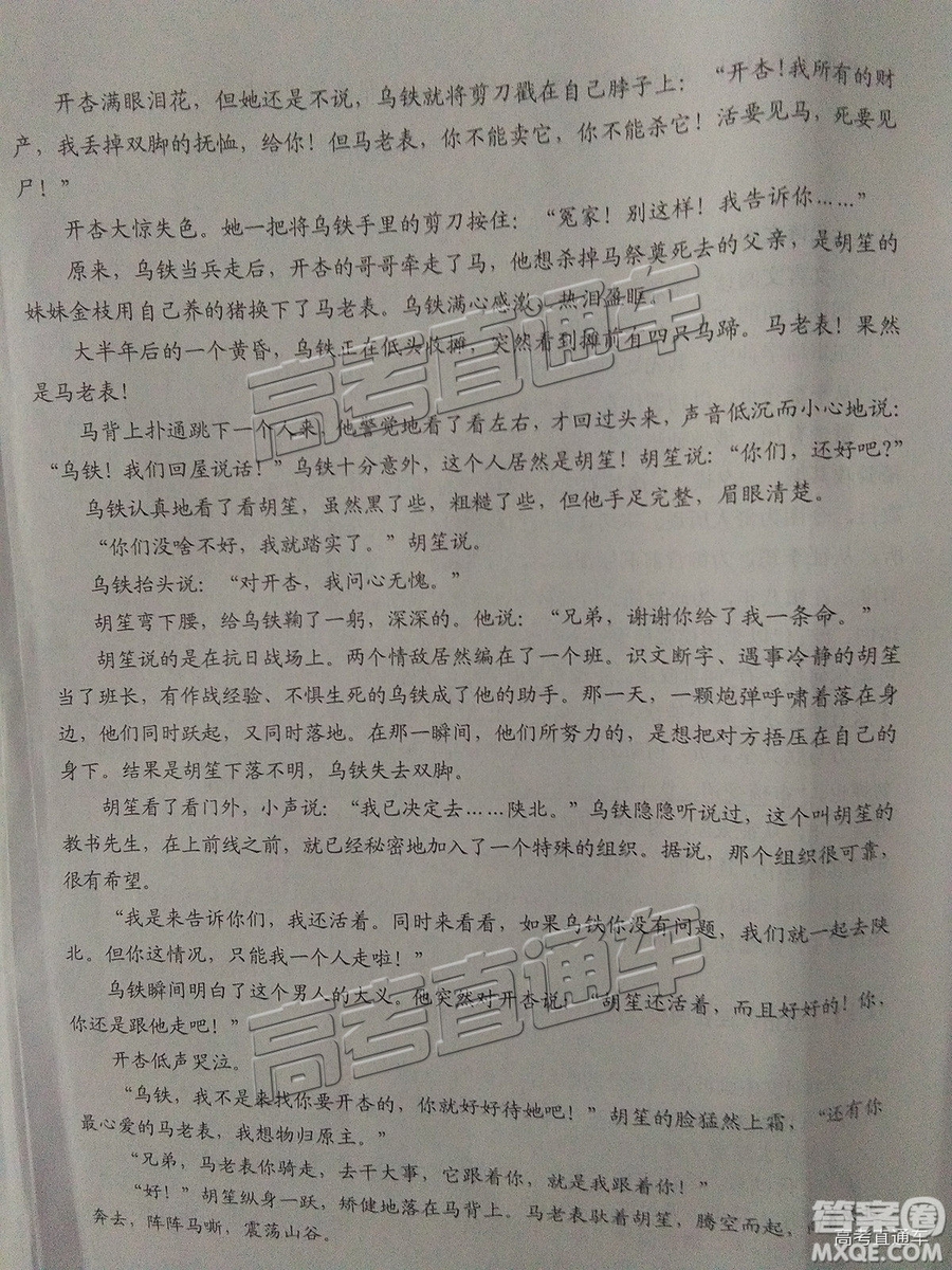 2019屆畢節(jié)市高三適應(yīng)性監(jiān)測(cè)考試（二）語(yǔ)文試題及參考答案