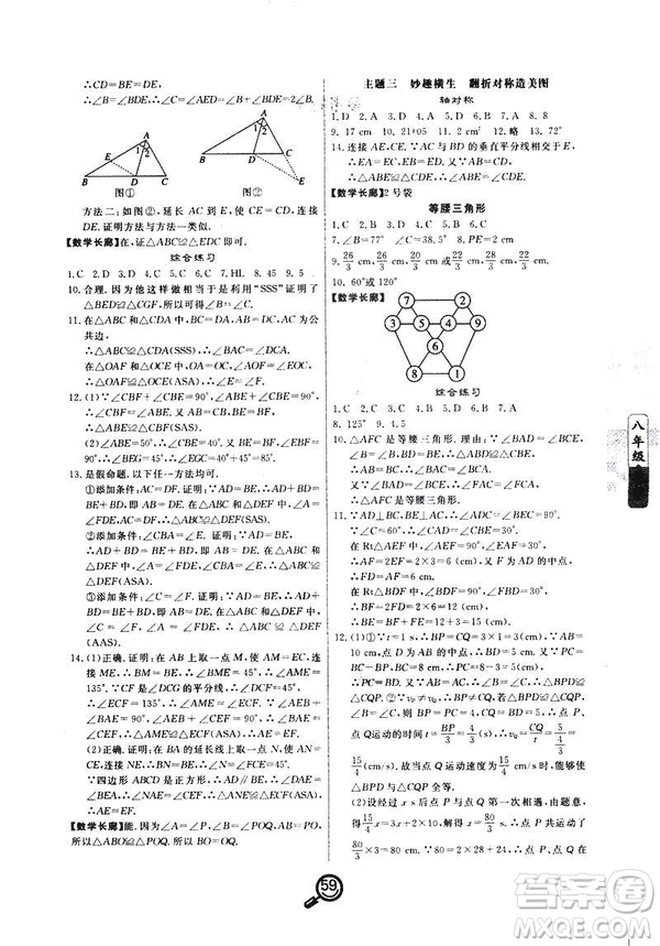 2019年Happy寒假作業(yè)Winter快樂寒假八年級數(shù)學武漢大學出版社答案