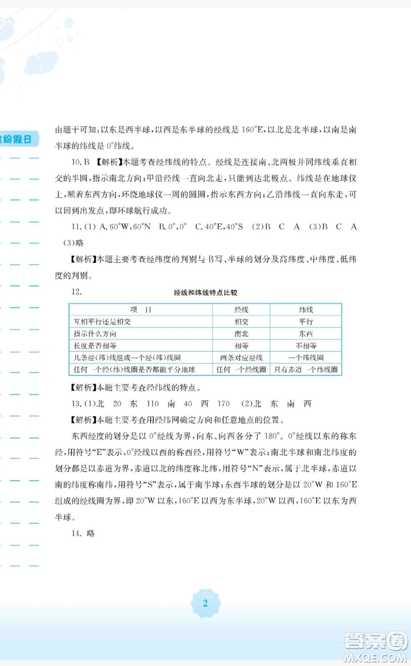 2019安徽教育出版社寒假生活作業(yè)七年級(jí)地理商務(wù)星球版答案