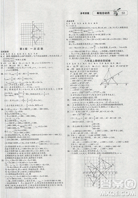 經(jīng)綸學(xué)典2019年江蘇國標(biāo)版寒假總動員八年級數(shù)學(xué)答案