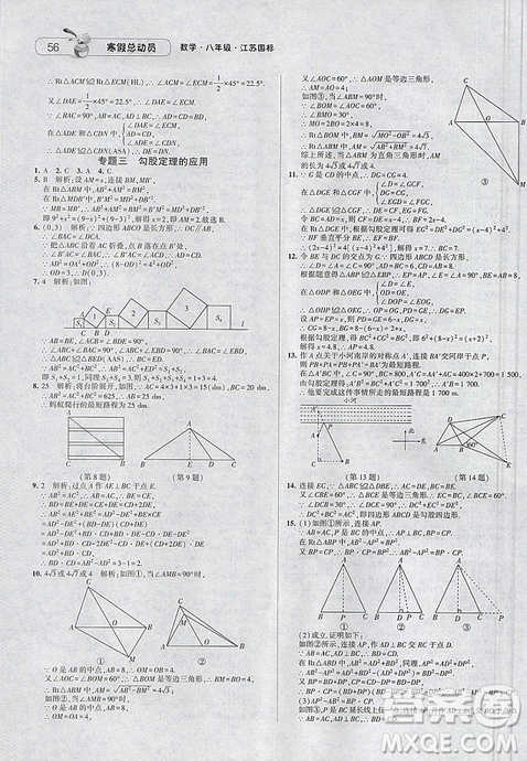 經(jīng)綸學(xué)典2019年江蘇國標(biāo)版寒假總動員八年級數(shù)學(xué)答案