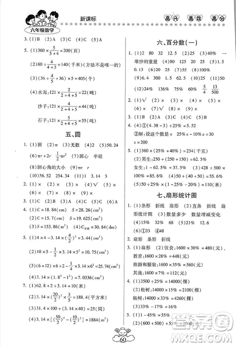 本土好學(xué)生2019輕松寒假總復(fù)習(xí)六年級(jí)數(shù)學(xué)人教版RJ修訂版答案