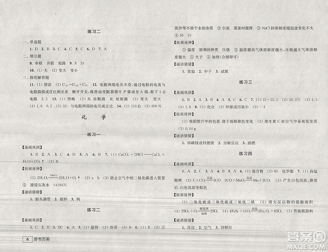 學(xué)習(xí)與探究寒假學(xué)習(xí)九年級(jí)合訂本2019年最新答案