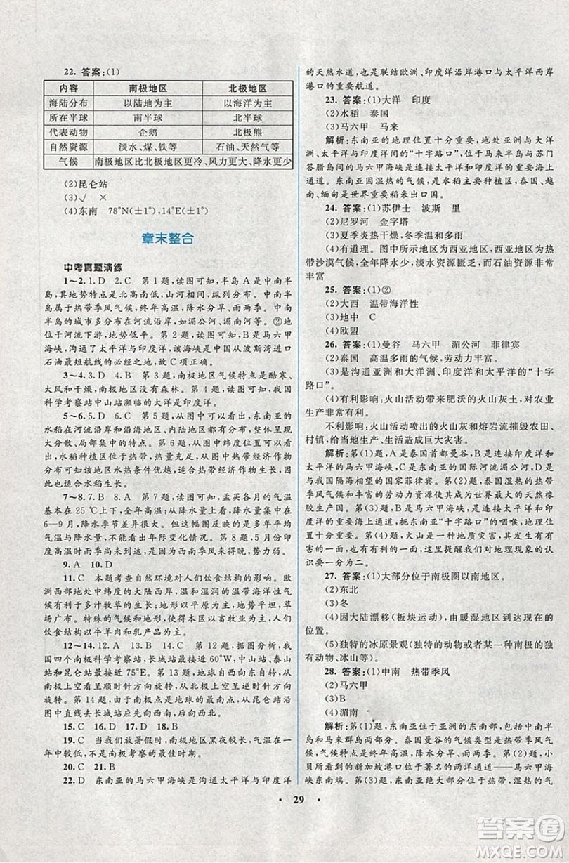 志鴻優(yōu)化系列叢書(shū)2019初中同步學(xué)考優(yōu)化設(shè)計(jì)地理七年級(jí)下冊(cè)湘教XJ版答案