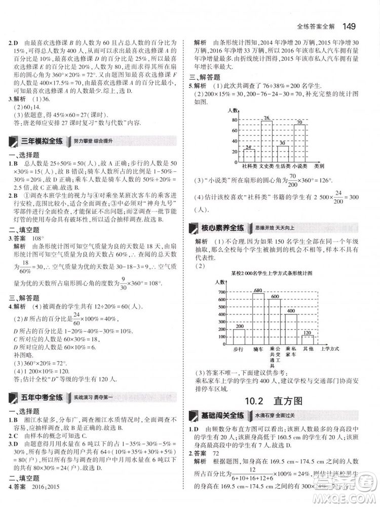 曲一線科學備考2019版5年中考3年模擬七年級下冊數(shù)學人教版RJ參考答案