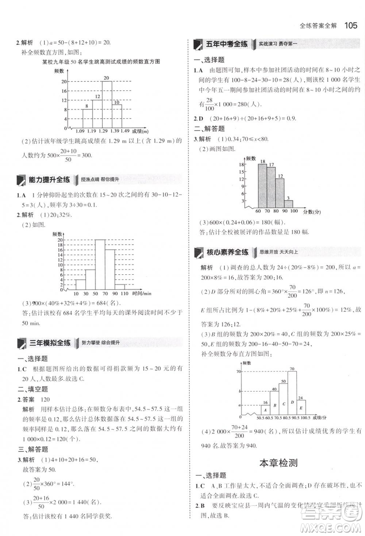 曲一線科學(xué)備考2019版5年中考3年模擬八年級數(shù)學(xué)下冊蘇科版參考答案