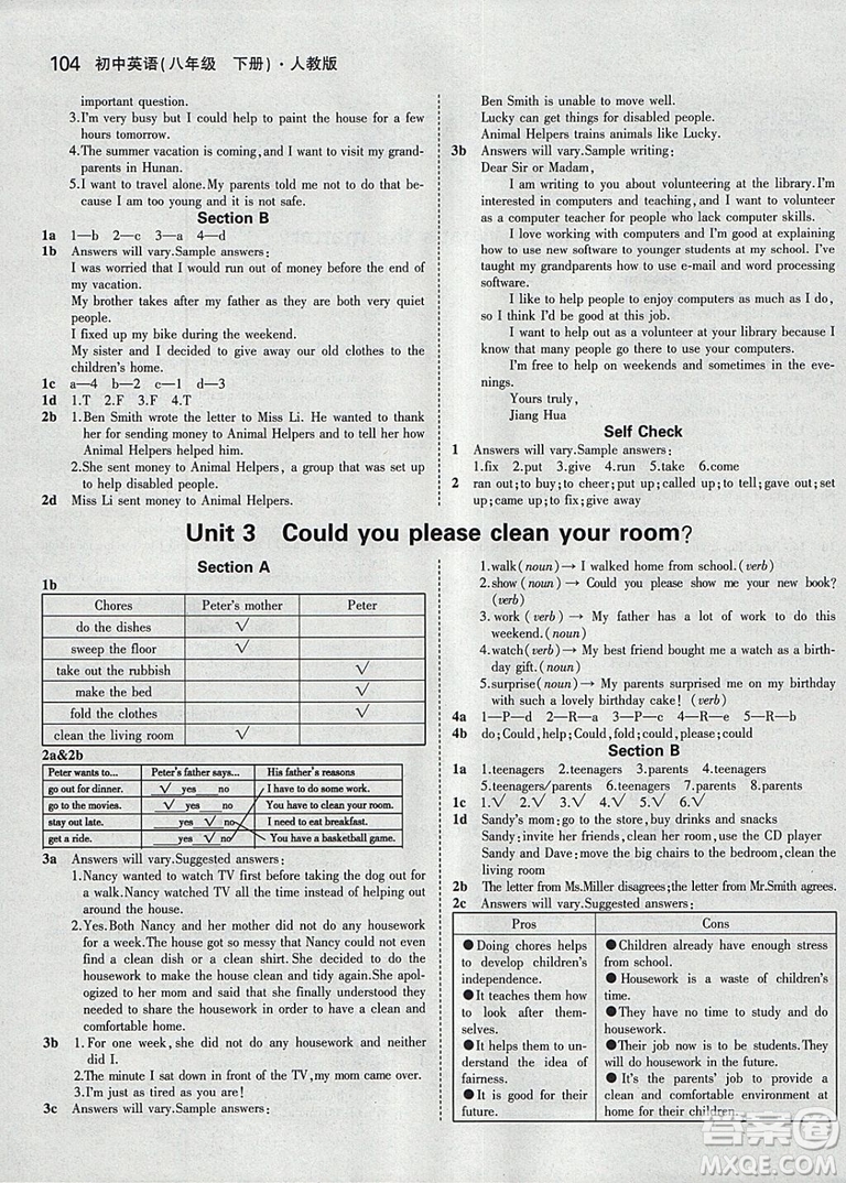 2019人教版英語(yǔ)教材課本八年級(jí)下冊(cè)義務(wù)教育教科書(shū)參考答案