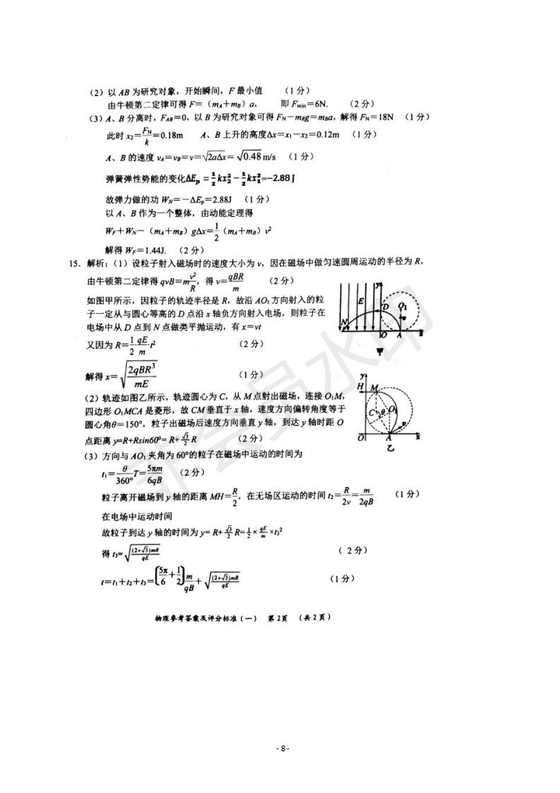 湖南省岳陽市2019屆高三教學(xué)質(zhì)量檢測(cè)一物理試題及答案