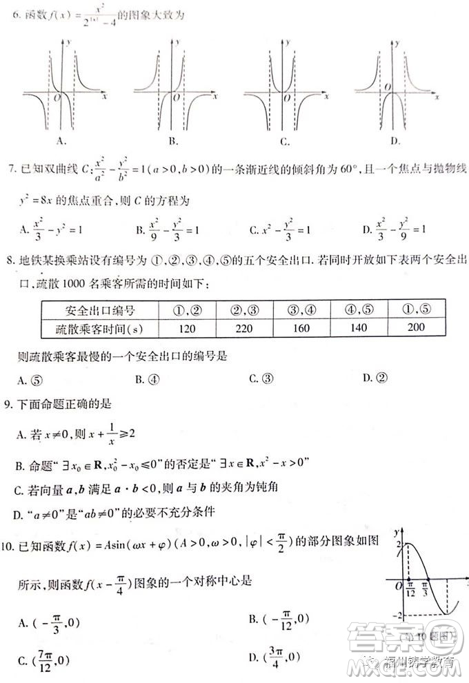 2019屆陜西省咸陽(yáng)市高三一模理科數(shù)學(xué)試卷及答案