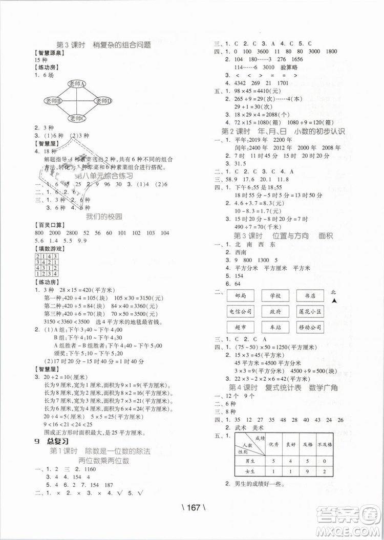 2019版全品學(xué)練考三年級下冊數(shù)學(xué)人教版RJ參考答案