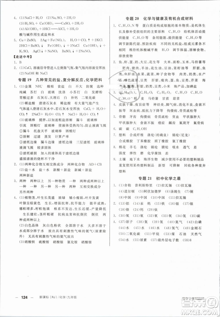 2019人教版全品作業(yè)本九年級化學(xué)下冊新課標(biāo)RJ陽光出版社參考答案