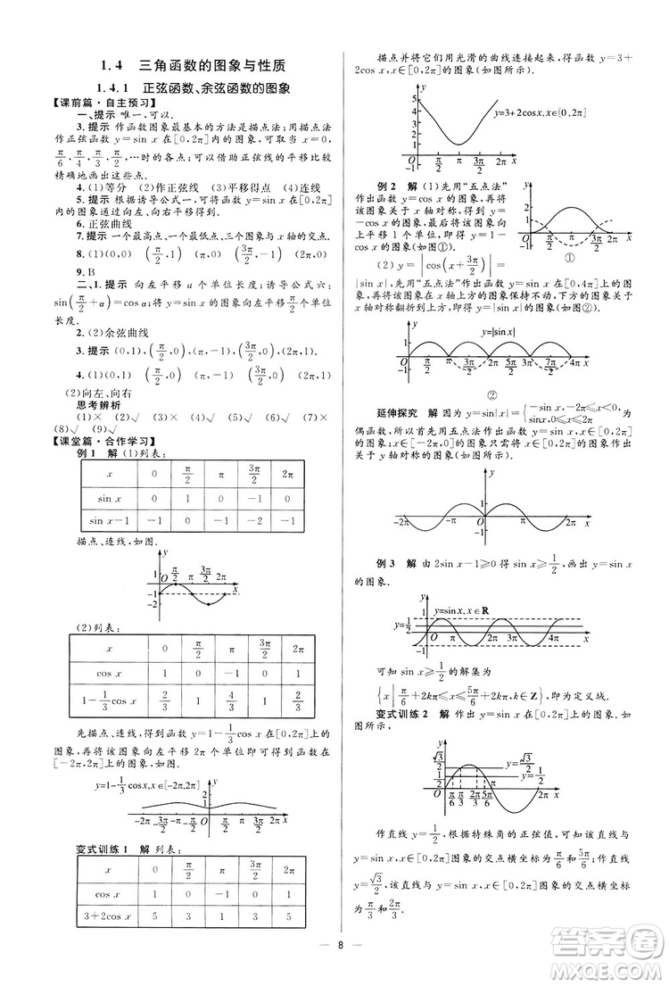 高中同步學(xué)考優(yōu)化設(shè)計(jì)2019數(shù)學(xué)必修4答案