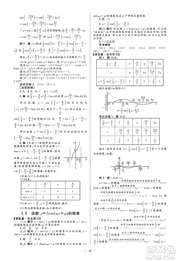 高中同步學(xué)考優(yōu)化設(shè)計(jì)2019數(shù)學(xué)必修4答案