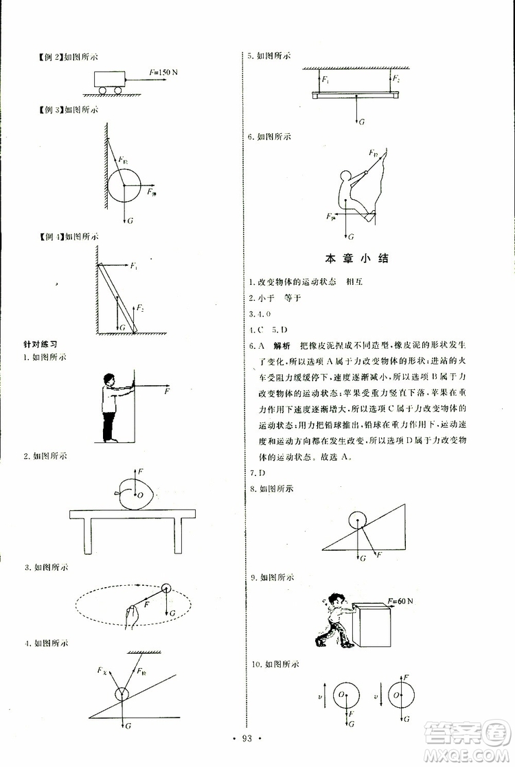 2019版天舟文化能力培養(yǎng)與測試八年級下冊物理人教版參考答案