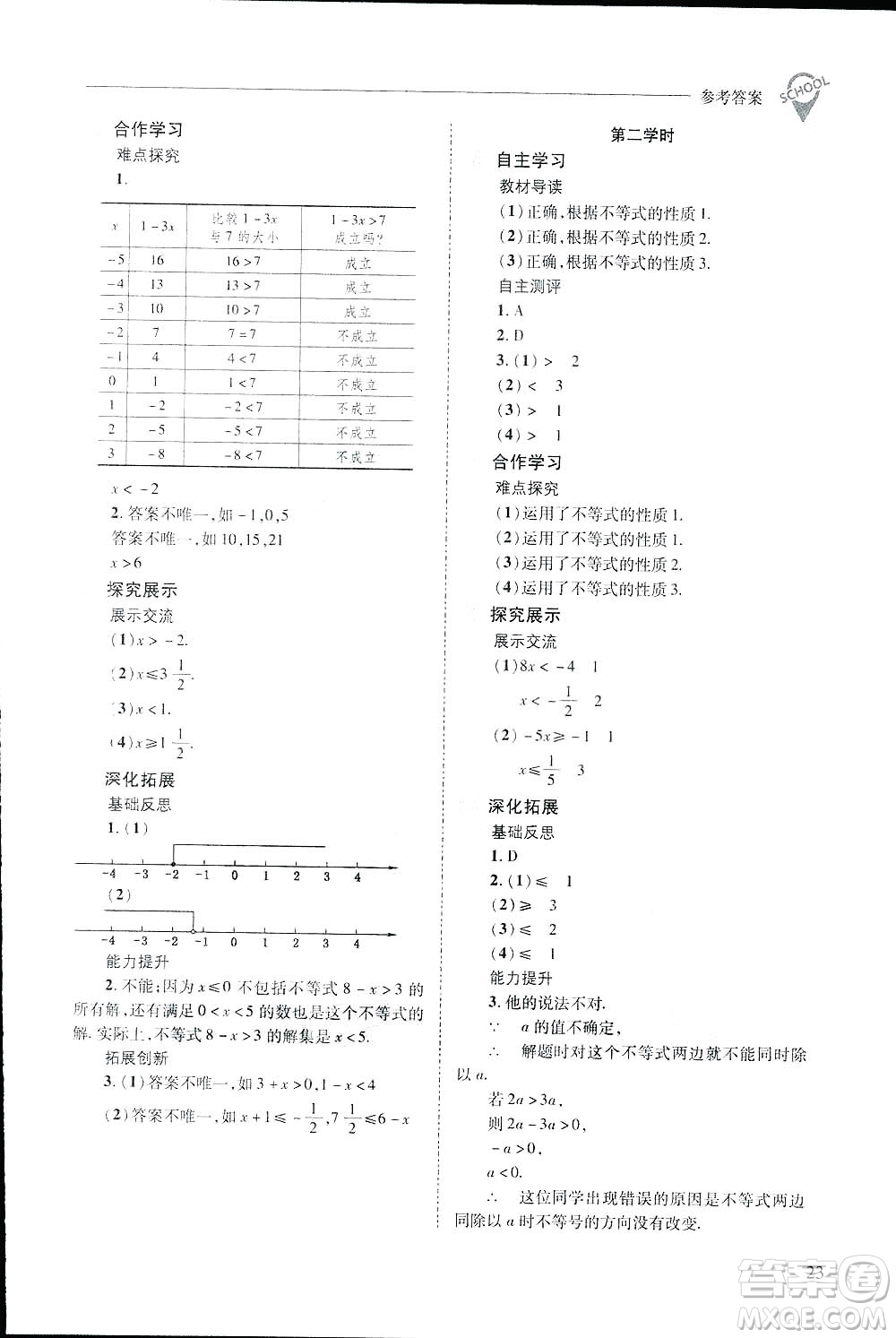 2019新課程問(wèn)題解決導(dǎo)學(xué)方案數(shù)學(xué)七年級(jí)下冊(cè)華東師大版答案