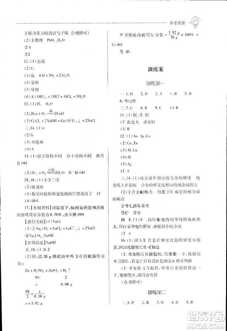 2019新課程問(wèn)題解決導(dǎo)學(xué)方案九年級(jí)下冊(cè)化學(xué)人教版答案