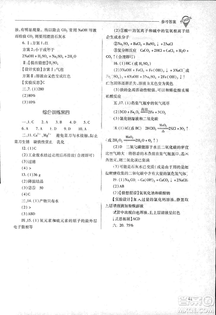 2019新課程問(wèn)題解決導(dǎo)學(xué)方案九年級(jí)下冊(cè)化學(xué)人教版答案