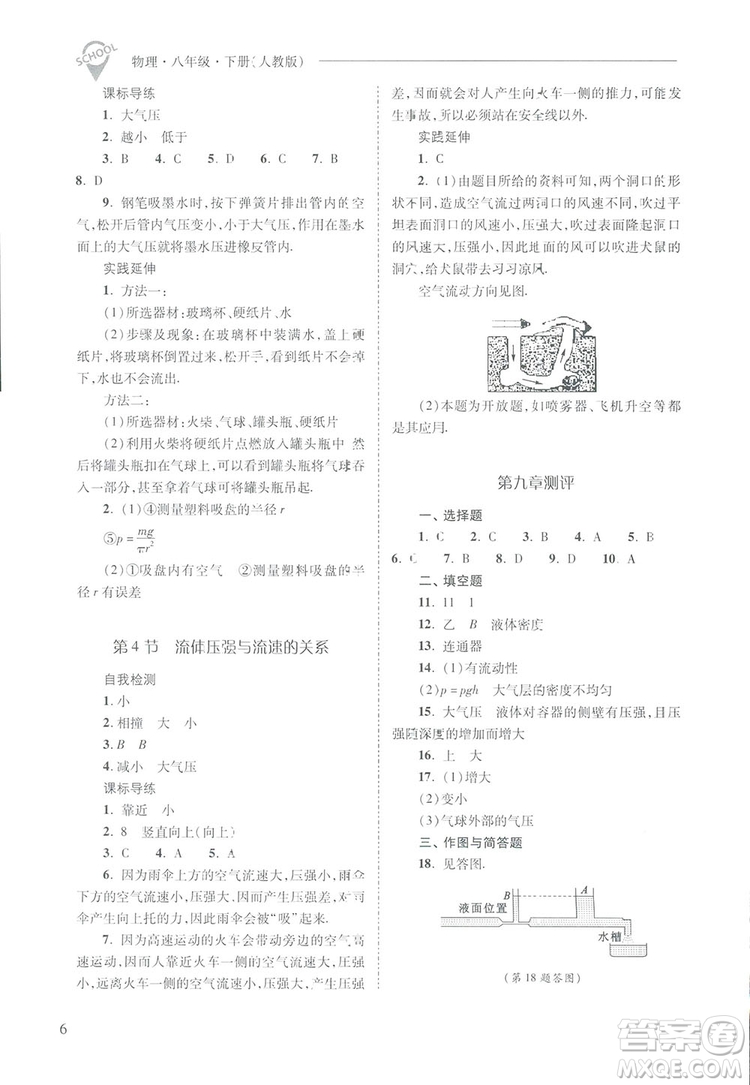 2019新課程問題解決導(dǎo)學(xué)方案八年級下冊物理人教版答案