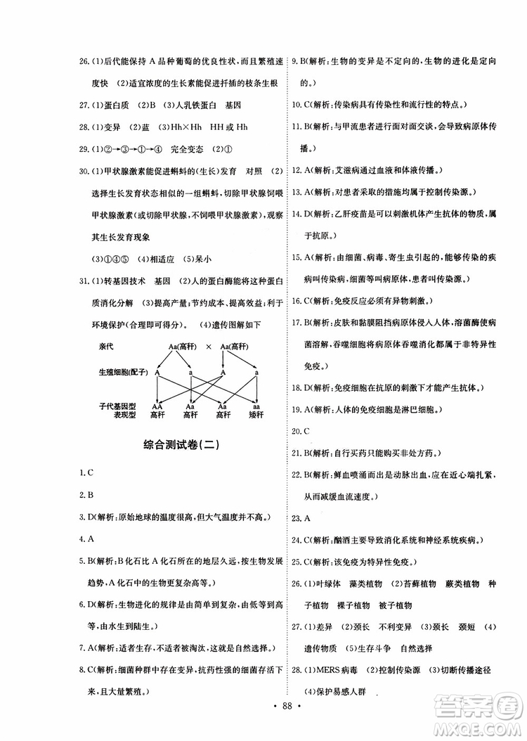 2019版長江全能學(xué)案同步練習(xí)冊八年級下冊生物學(xué)人教版參考答案