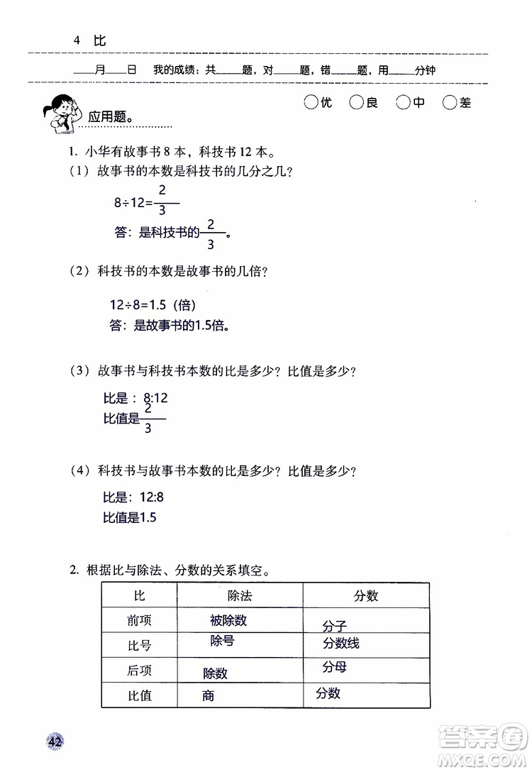 晨光全優(yōu)2018年口算應(yīng)用題天天練六年級(jí)上冊(cè)參考答案