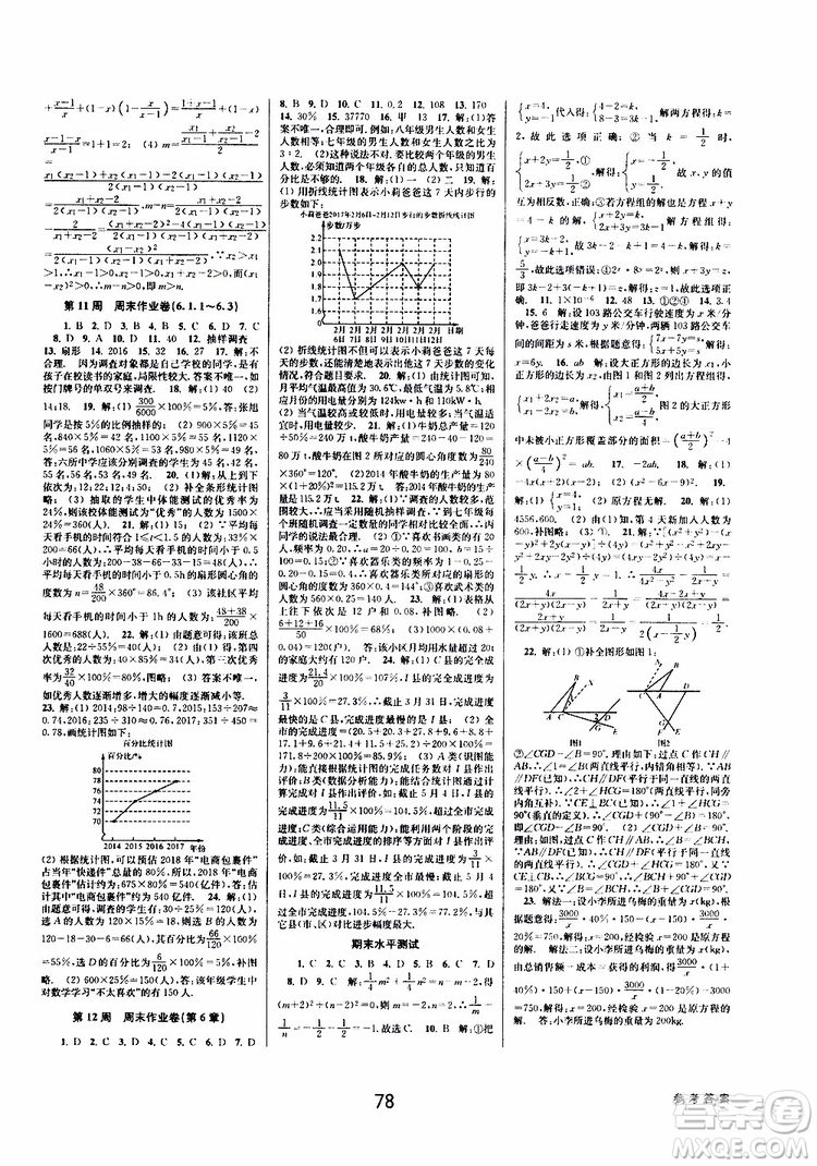 BBS精品系列2019春初中新學(xué)案優(yōu)化與提高七年級數(shù)學(xué)下冊A參考答案