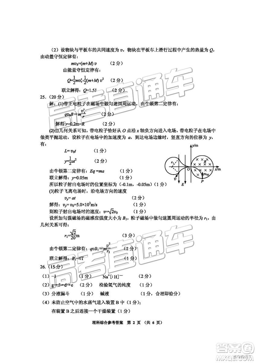 貴陽市2019年高三適應性考試一理綜試卷及參考答案