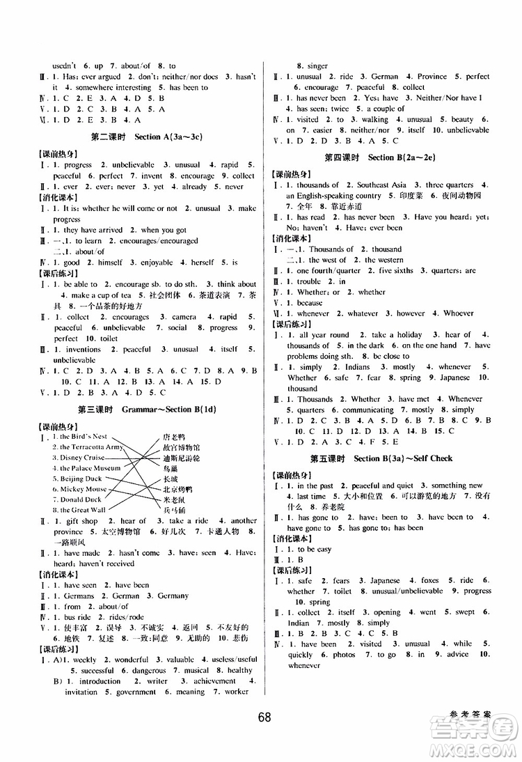 2019版初中新學(xué)案優(yōu)化與提高八年級(jí)下冊(cè)英語(yǔ)參考答案