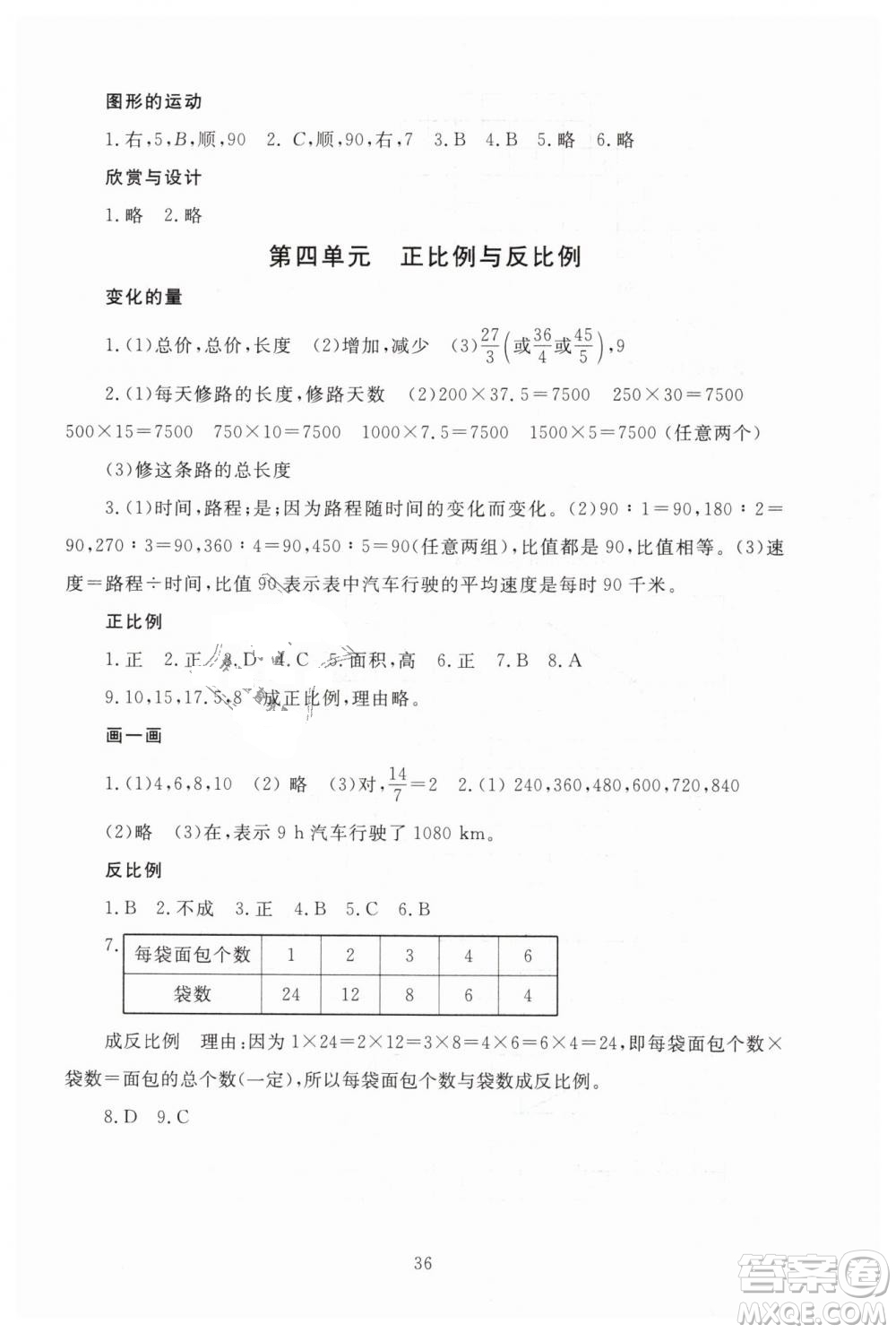 海淀名師伴你學(xué)2019年同步學(xué)練測(cè)六年級(jí)下冊(cè)第2版數(shù)學(xué)BS北師大版參考答案