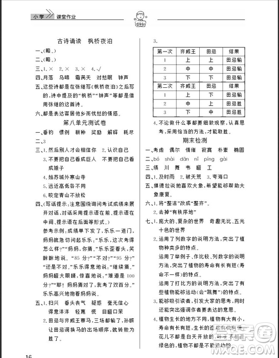 武漢出版社2019天天向上課堂作業(yè)四年級下冊語文鄂教版答案