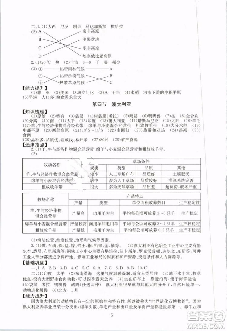 2019年海淀名師伴你學(xué)同步學(xué)練測七年級地理下冊第2版參考答案