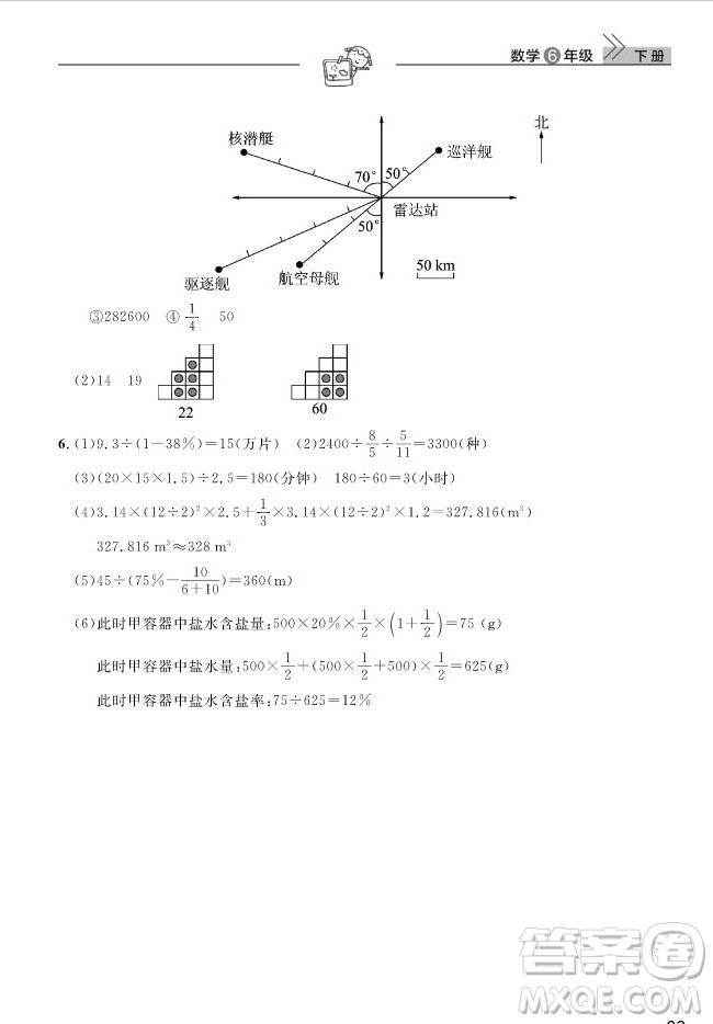 武漢出版社2019天天向上課堂作業(yè)六年級(jí)下冊(cè)數(shù)學(xué)人教版答案