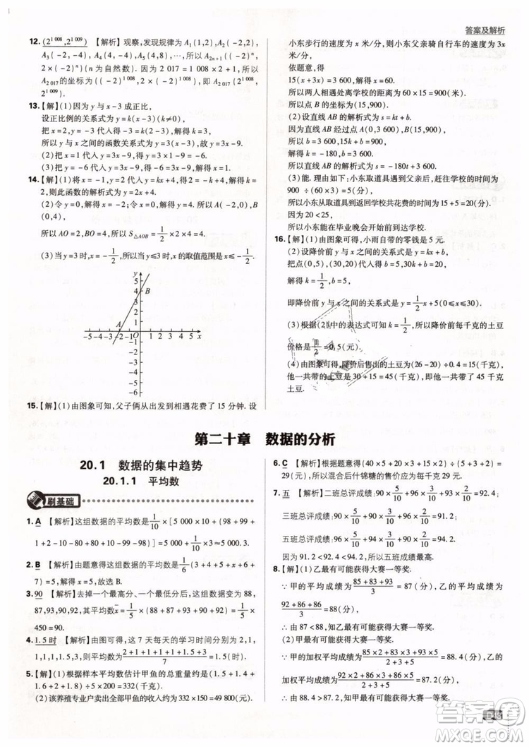 2019新版初中必刷題八年級下冊數學RJ人教版參考答案