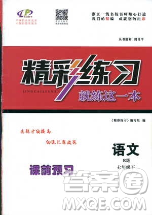 2019年精彩練習就練這一本課前預習七年級下冊語文人教版R版參考答案