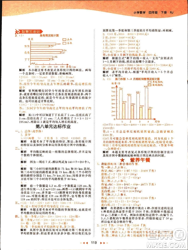 小兒郎2019春53天天練四年級下冊小學(xué)數(shù)學(xué)人教版參考答案