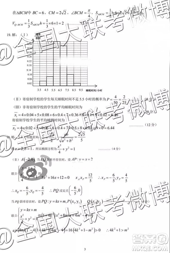 2019年高三卓越名校聯(lián)盟第二次聯(lián)考數(shù)學(xué)參考答案