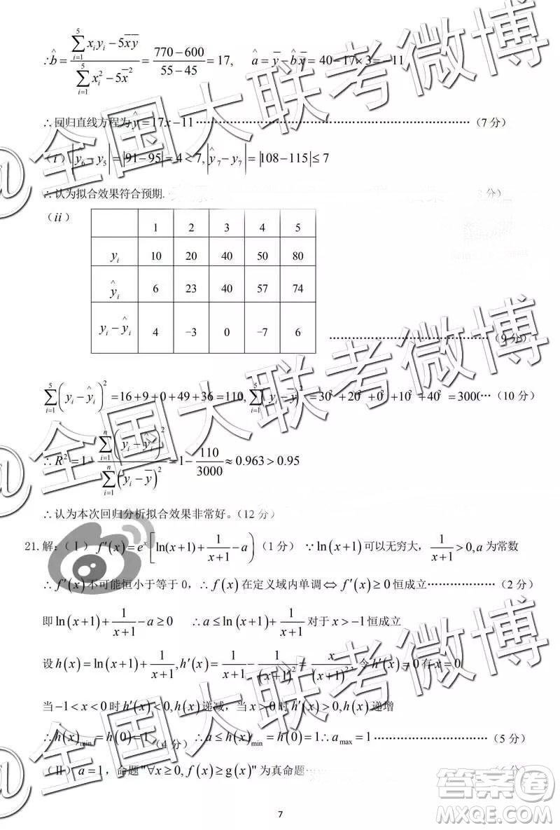 2019年高三卓越名校聯(lián)盟第二次聯(lián)考數(shù)學(xué)參考答案