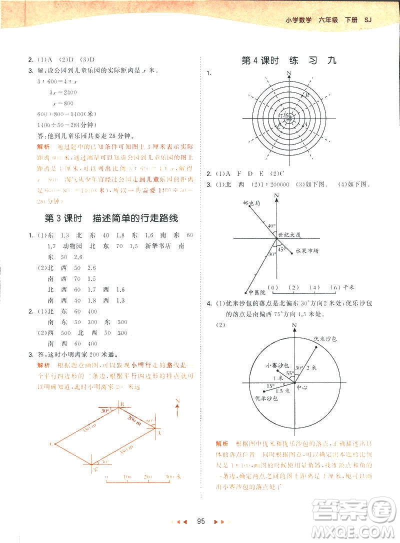 曲一線2019春53天天練六年級下冊數(shù)學蘇教版參考答案