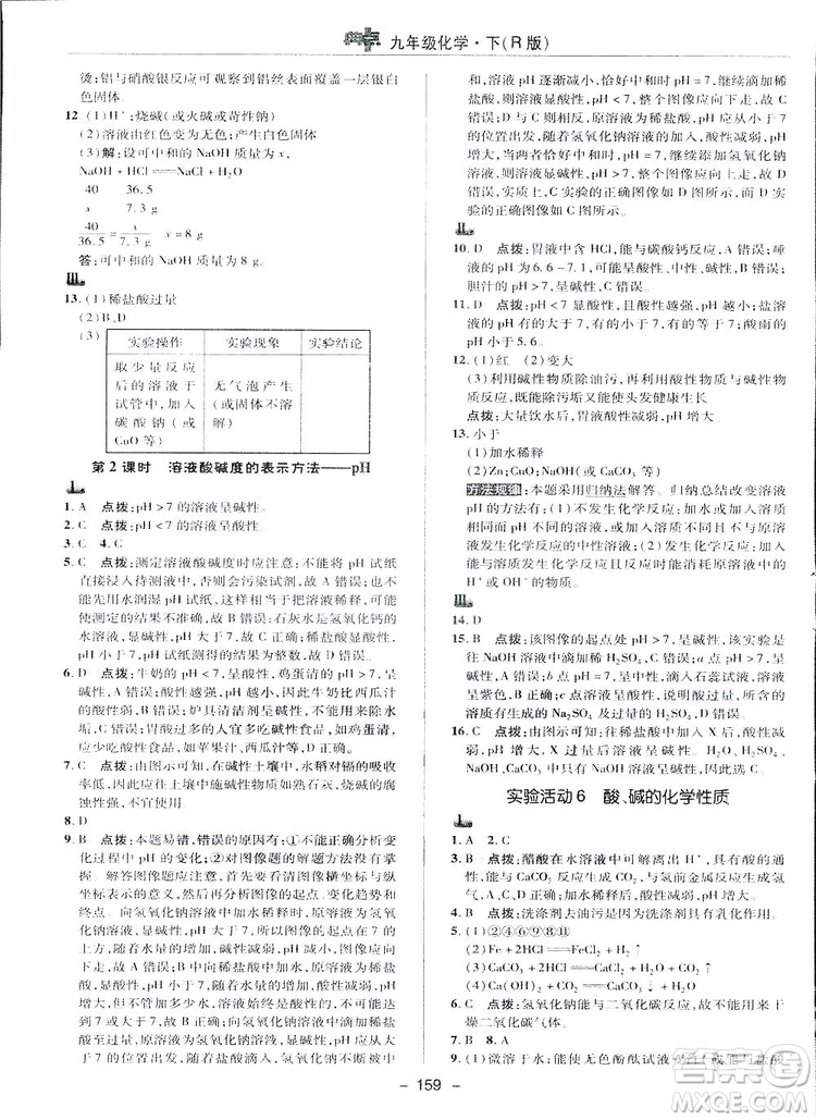 典中點綜合應(yīng)用創(chuàng)新題2019九年級下冊化學(xué)人教版答案