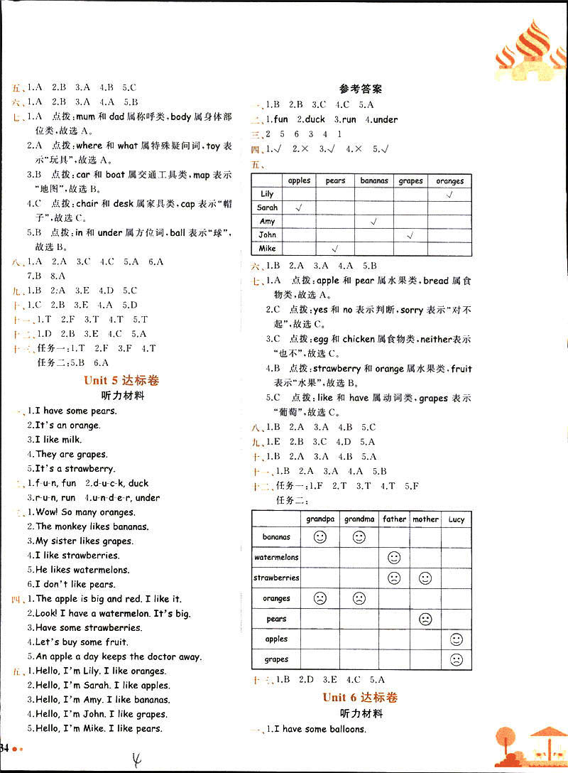 2019春黃岡小狀元達(dá)標(biāo)卷人教版RP三年級英語下冊答案