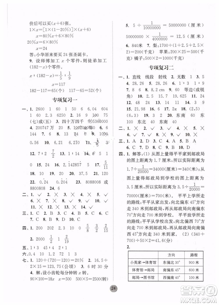 2019春課時金練六年級下冊數(shù)學江蘇版參考答案