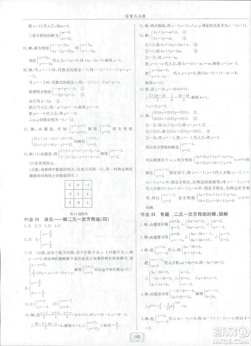 2019春啟東中學作業(yè)本人教版R七年級數學下冊答案