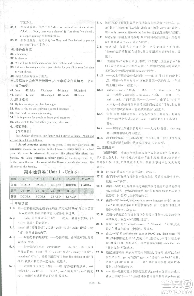 天星教育2019年一遍過(guò)初中七年級(jí)下冊(cè)英語(yǔ)RJ9787558206542人教版答案