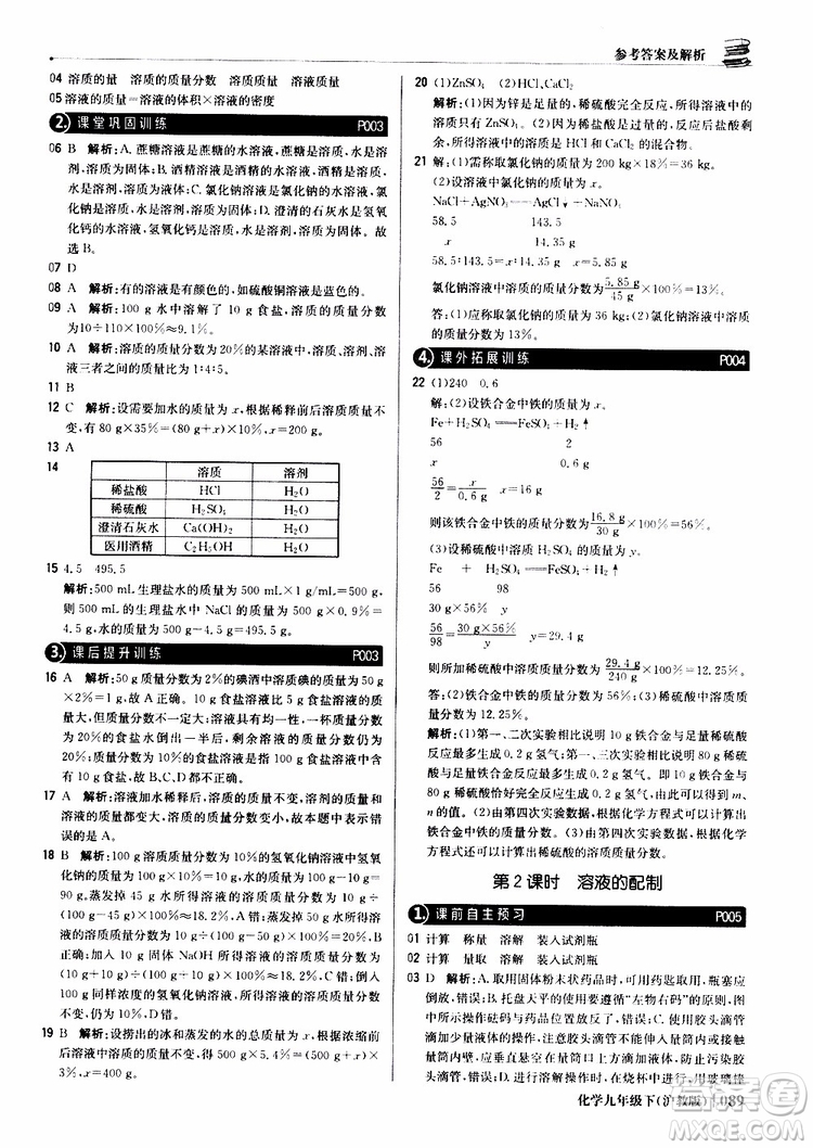 2019版1+1輕巧奪冠優(yōu)化訓(xùn)練九年級(jí)化學(xué)下冊(cè)滬教版參考答案