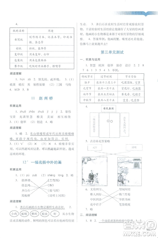 2019春季陽(yáng)光學(xué)業(yè)評(píng)價(jià)語(yǔ)文三年級(jí)下冊(cè)人教版廣州專(zhuān)版答案