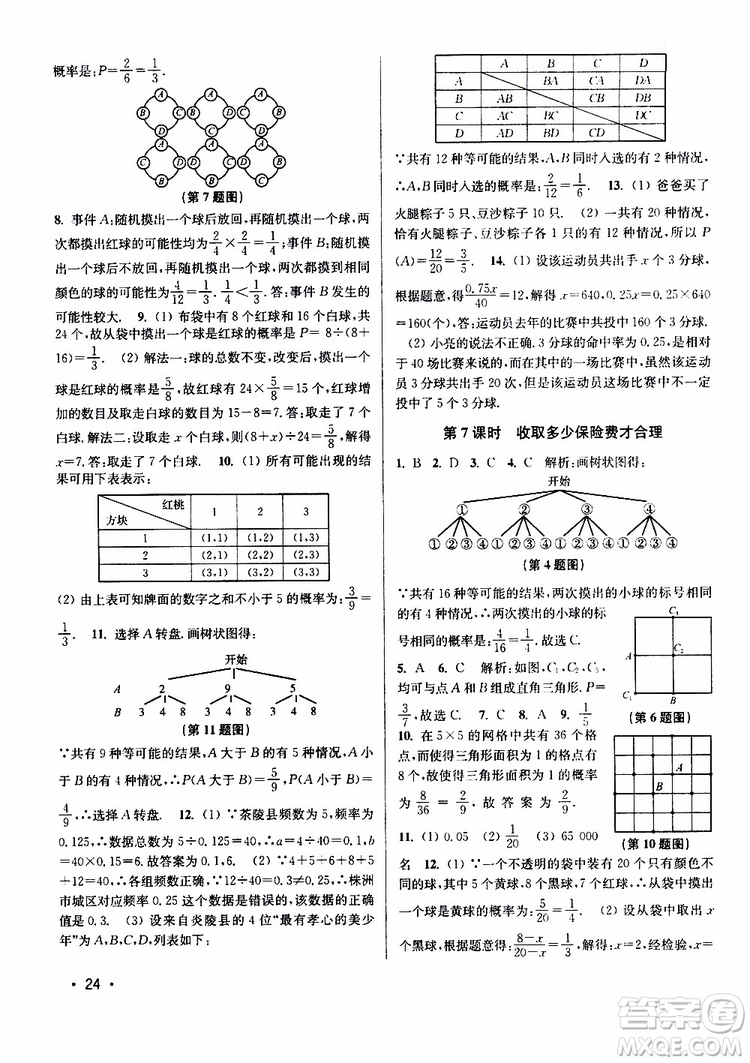 2019年百分百訓練九年級下冊數(shù)學江蘇版參考答案