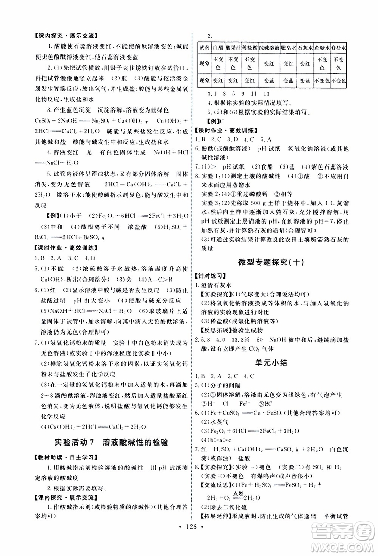 天舟文化2019版能力培養(yǎng)與測試九年級化學(xué)下冊人教版RJ版參考答案