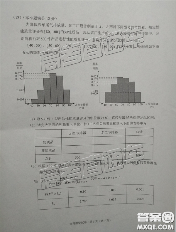 2019年3月云南高三省統(tǒng)測數(shù)學(xué)試卷及答案